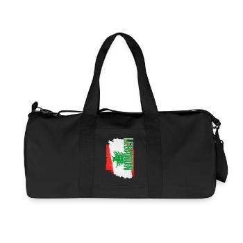 Vertikale Libanon-Flagge, Ich liebe den Libanon - Recycelte Canvas-Sporttasche von Stanley/Stella - Schwarz - Vorne