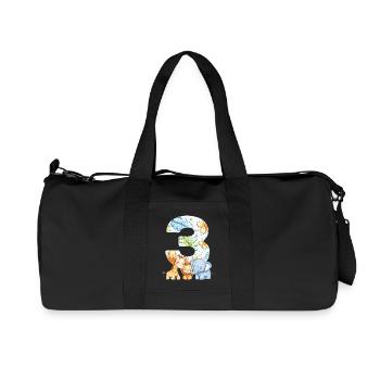 Jungle Animals Kids 3 Year Birthday Gift - Recycled Canvas Sports Bag by Stanley/Stella - black - Front