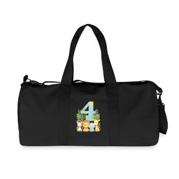 Jungle Animals Children's Birthday 4 Year Gift - Recycled Canvas Sports Bag by Stanley/Stella - black - Front