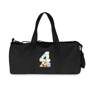 Jungle Animals Kids 4 Year Birthday Gift - Recycled Canvas Sports Bag by Stanley/Stella - black - Front