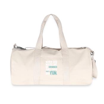 Quand Dieu m’a fait, il a souri ! - Sac de sport en toile recyclée Stanley/Stella - blanc naturel - Devant