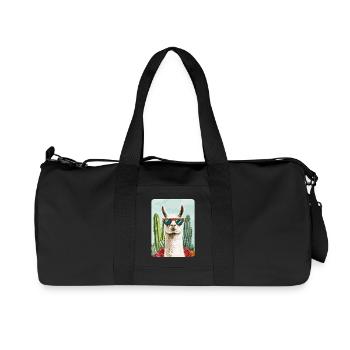 Funny Llama Alpaca Llama Animal Gift - Recycled Canvas Sports Bag by Stanley/Stella - black - Front