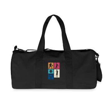 Blocs rétro de basket-ball – Design sportif - Sac de sport en toile recyclée Stanley/Stella - noir - Devant