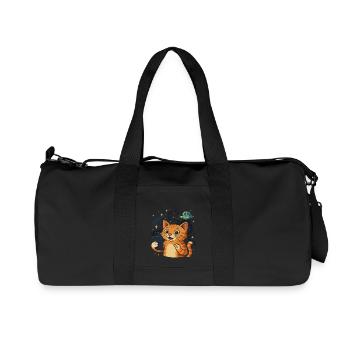 Chat de l’espace avec OVNI extraterrestre - Sac de sport en toile recyclée Stanley/Stella - noir - Devant