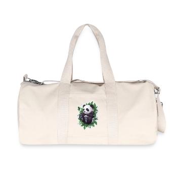 Cute Panda Bear - Recycled Canvas Sports Bag by Stanley/Stella - natural - Front