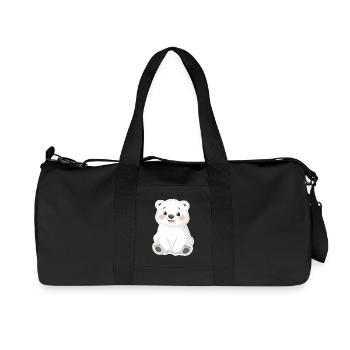 Polar Bear Illustration – Arctic Animal Motif - Recycled Canvas Sports Bag by Stanley/Stella - black - Front