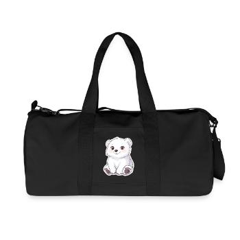 Polar Bear Illustration – Arctic Animal Motif - Recycled Canvas Sports Bag by Stanley/Stella - black - Front