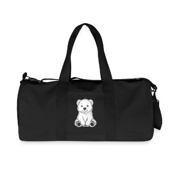Polar Bear Illustration – Arctic Animal Motif - Recycled Canvas Sports Bag by Stanley/Stella - black - Front