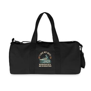 I Love My Wife Boat Saying Captain - Recycled Canvas Sports Bag by Stanley/Stella - black - Front