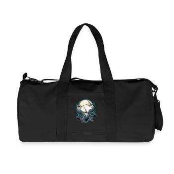 Drei Blaureiher Mond Heulen - Recycelte Canvas-Sporttasche von Stanley/Stella - Schwarz - Vorne