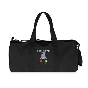 Mon hippo m’appelle Faut que j’y aille - Sac de sport en toile recyclée Stanley/Stella - noir - Devant
