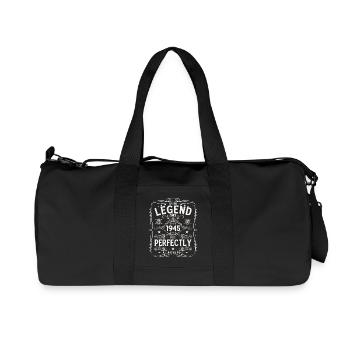 80th Birthday Legend Born in 1945 - Recycled Canvas Sports Bag by Stanley/Stella - black - Front