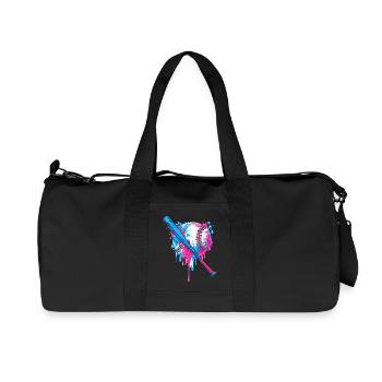 Vibrant baseball heart splash design - Recycled Canvas Sports Bag by Stanley/Stella - black - Front