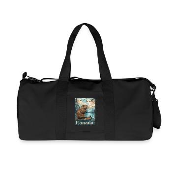 Canadian Beaver By The River In Beautiful Setting - Recycled Canvas Sports Bag by Stanley/Stella - black - Front