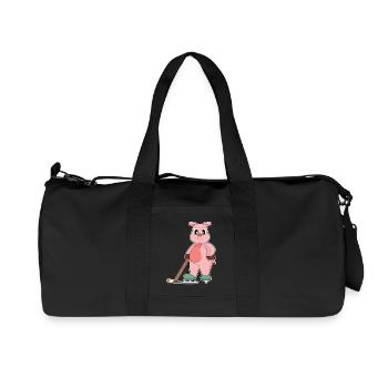Cochon Bâton de Hockey sur Glace - Sac de sport en toile recyclée Stanley/Stella - noir - Devant