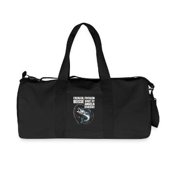 Fischlein beisse – Angel Spruch lustig - Recycelte Canvas-Sporttasche von Stanley/Stella - Schwarz - Vorne