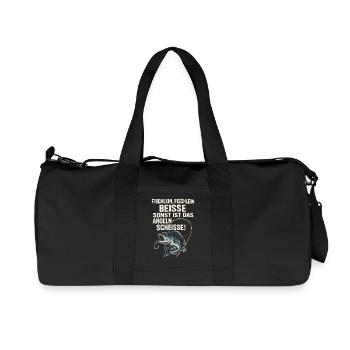 Fischlein beiße – Witziger Angler Reim - Recycelte Canvas-Sporttasche von Stanley/Stella - Schwarz - Vorne