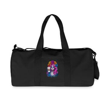 Dia de los Muertos Coffee with Beautiful Woman from - Recycled Canvas Sports Bag by Stanley/Stella - black - Front