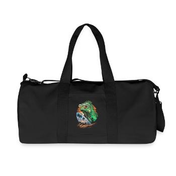 Cooler Echsen-Sommer mit Welle und Palmen - Recycelte Canvas-Sporttasche von Stanley/Stella - Schwarz - Vorne