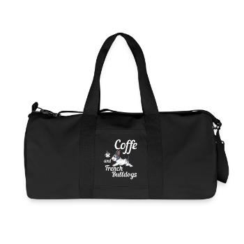 Coffee and French Bulldogs – Cute Frenchie  - Recycled Canvas Sports Bag by Stanley/Stella - black - Front