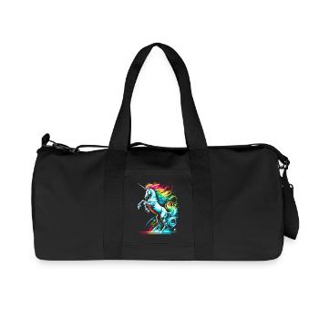 Lebendige Neon-Einhorn-Toleranz-Illustration - Recycelte Canvas-Sporttasche von Stanley/Stella - Schwarz - Vorne