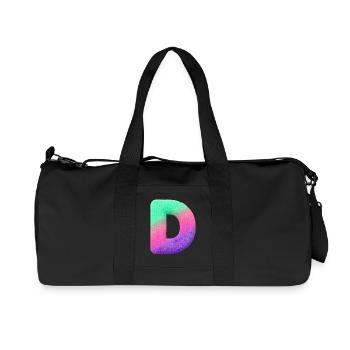 D - Letter in fur look and color gradient - Recycled Canvas Sports Bag by Stanley/Stella - black - Front