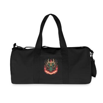 Dragon de feu avec cœur - Sac de sport en toile recyclée Stanley/Stella - noir - Devant