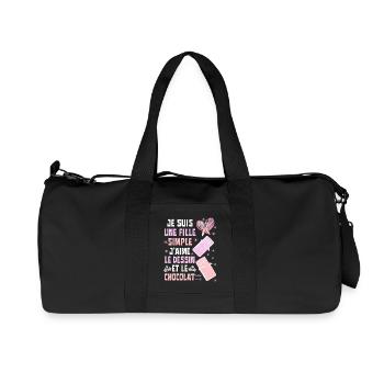 Je Suis Une Fille Simple Dessin et Chocolat - Sac de sport en toile recyclée Stanley/Stella - noir - Devant