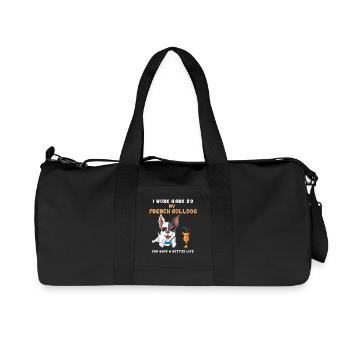 Funny French Bulldog Work Motivational Design - Recycled Canvas Sports Bag by Stanley/Stella - black - Front