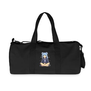 Kawaii Blauhaariges Mädchen Illustration - Recycelte Canvas-Sporttasche von Stanley/Stella - Schwarz - Vorne