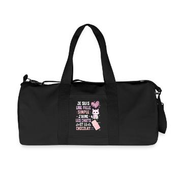 Je suis une fille Simple Chats et Chocolat - Sac de sport en toile recyclée Stanley/Stella - noir - Devant