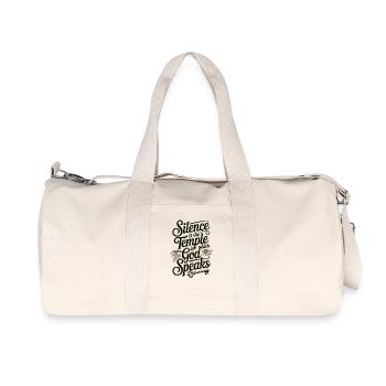Silence – God Speaks Design - Recycelte Canvas-Sporttasche von Stanley/Stella - Naturweiß - Vorne