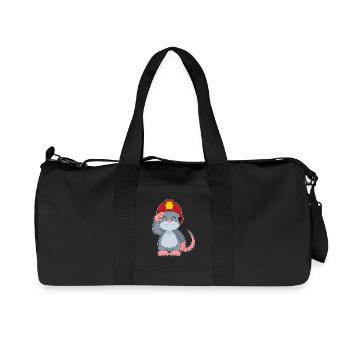 Mouse Fireman Firefighter Helmet Fire Department - Recycled Canvas Sports Bag by Stanley/Stella - black - Front