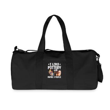 Ich Mag Töpfern Und Vielleicht 3 Leute - Recycelte Canvas-Sporttasche von Stanley/Stella - Schwarz - Vorne