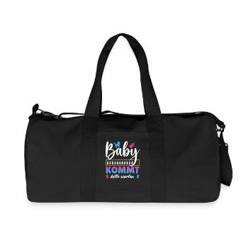 Bald Mama BABY KOMMT BITTE WARTEN Lustig - Recycelte Canvas-Sporttasche von Stanley/Stella - Schwarz - Vorne