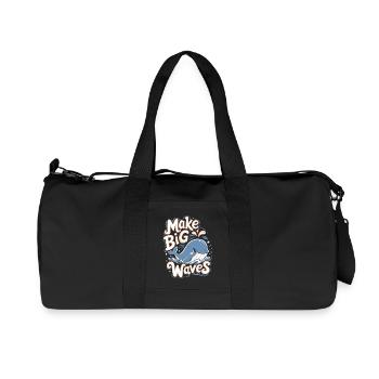 Ocean Conservation: Make Big Waves - Cute Whale - Recycled Canvas Sports Bag by Stanley/Stella - black - Front