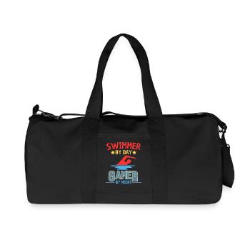 Swimmer By Day Gamer By Night - Recycled Canvas Sports Bag by Stanley/Stella - black - Front