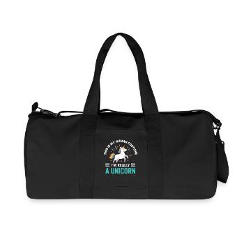 C’est mon costume humain, je suis vraiment une licorne - Sac de sport en toile recyclée Stanley/Stella - noir - Devant