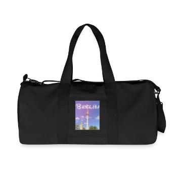 Berlin TV Tower Neon Design - Recycled Canvas Sports Bag by Stanley/Stella - black - Front