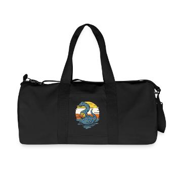 Lustiges Wasserreptil mit Gummiente Brontosaurus - Recycelte Canvas-Sporttasche von Stanley/Stella - Schwarz - Vorne
