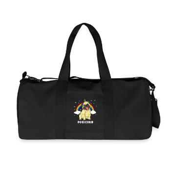 Mops Einhorn - Recycelte Canvas-Sporttasche von Stanley/Stella - Schwarz - Vorne
