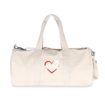Herz und Flugzeug Pilot Design - Recycelte Canvas-Sporttasche von Stanley/Stella - Naturweiß - Vorne