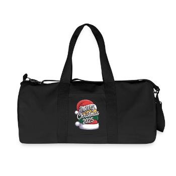 Christmas Tree Hat with Christmas Greeting 2025 - Recycled Canvas Sports Bag by Stanley/Stella - black - Front