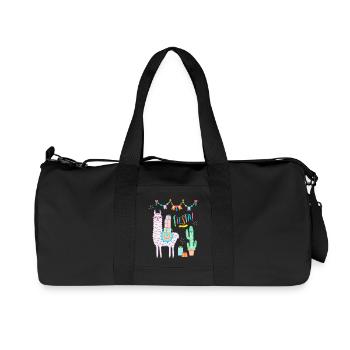 Lama Fiesta süßes rosa Llama mit Herzbrille - Recycelte Canvas-Sporttasche von Stanley/Stella - Schwarz - Vorne