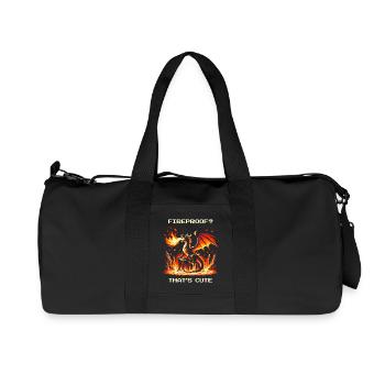 Fireproof? Cute. | Fantasy Dragon Pixel Art - Recycled Canvas Sports Bag by Stanley/Stella - black - Front