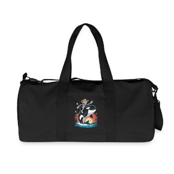 Skelett Cowboy auf Orca Wellen Szene - Recycelte Canvas-Sporttasche von Stanley/Stella - Schwarz - Vorne