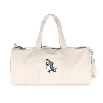 Requin gris perroquet dessin animé - Sac de sport en toile recyclée Stanley/Stella - blanc naturel - Devant