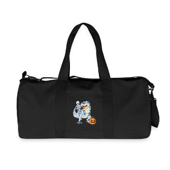Skeleton Riding Mummy Dinosaur Halloween Tee - Recycled Canvas Sports Bag by Stanley/Stella - black - Front