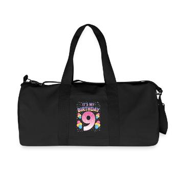 9 Years Girl It's My Birthday Kids Birthday - Recycled Canvas Sports Bag by Stanley/Stella - black - Front