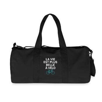 Life Is More Beautiful On Bike Cycling Humor - Recycled Canvas Sports Bag by Stanley/Stella - black - Front